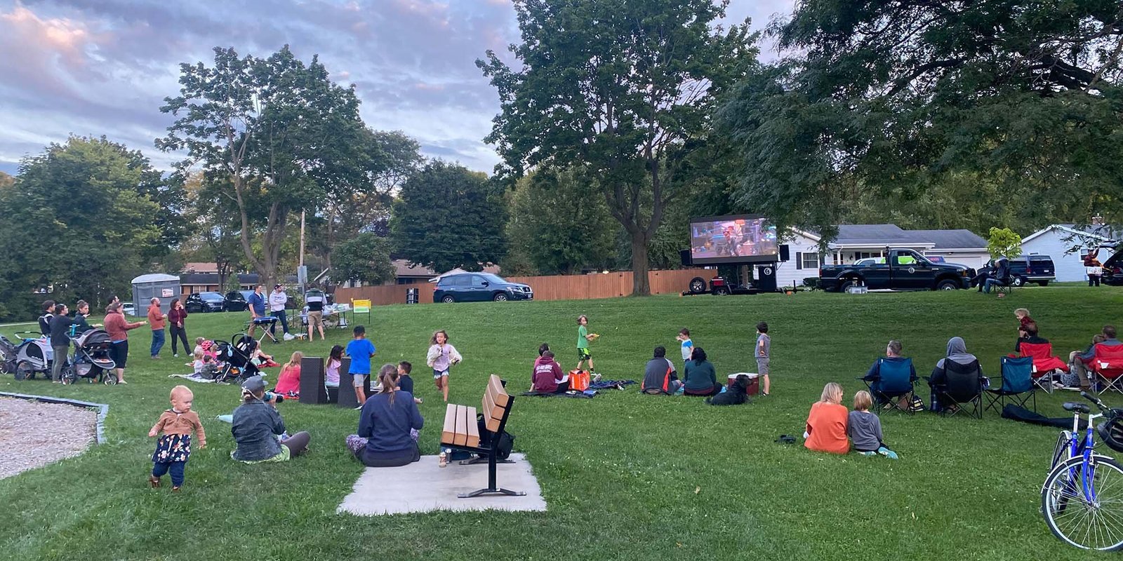 Neighborhood families and kids congregate on a beautiful early autumn evening. (Photo courtesy of Seth Bennett)